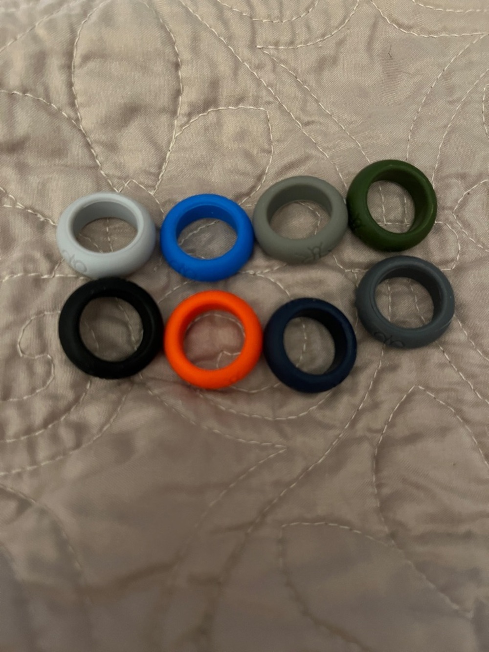 Size 5 Set of 8 Solid Silicone Rings in Mixed Colors 15.7 mm/ Two Sets Available